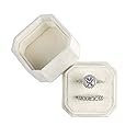 NicGor Velvet Ring Box Double Slots, Gift for Proposals Engagement and Wedding Band Photographs - Octagon Jewelry Ring Boxes (Beige)