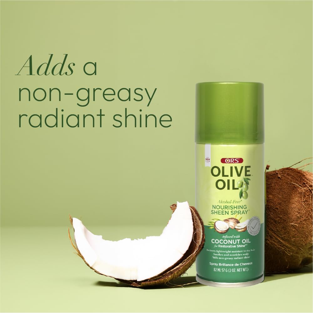 ORS Olive Oil Nourishing Sheen Spray Infused with Coconut for Restorative Shine Alcohol Free 2 Ounce (Pack of 3)