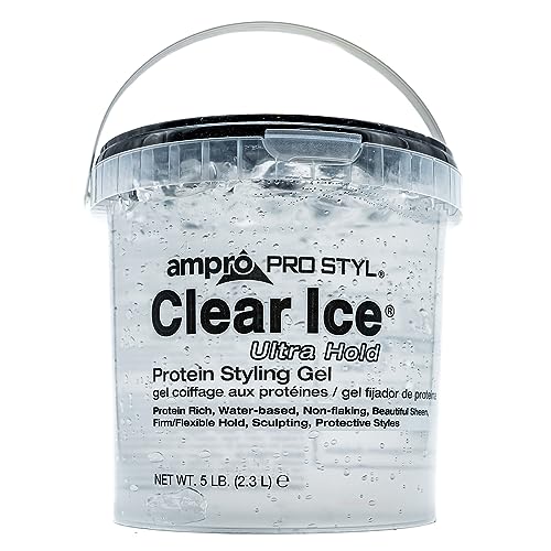 AmPro Pro Styl Clear Ice Styling Gel - Protects and Strengthens Your Strands - Non-Flaking, Alcohol Free, Vegan Formula - Flexible, Touchable Hold