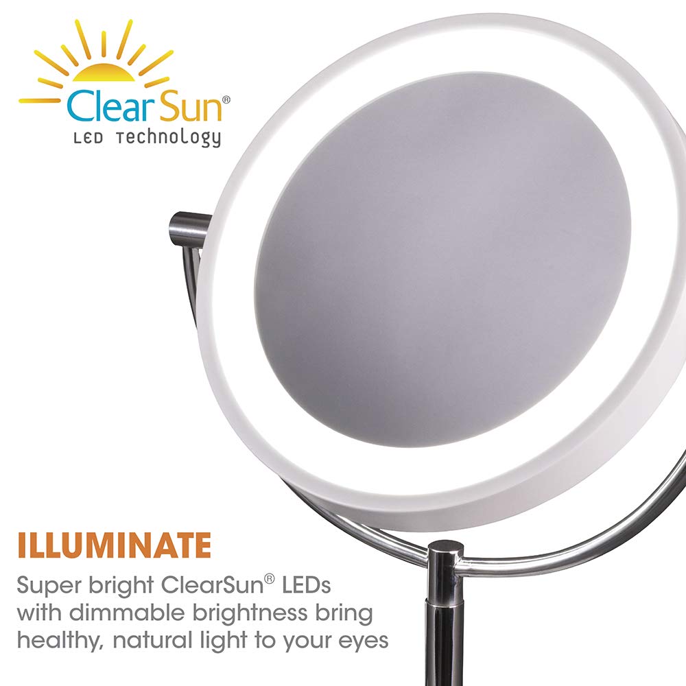 Ottlite Wireless Charging LED Makeup Mirror - Illuminated Magnifying Light with USB Port