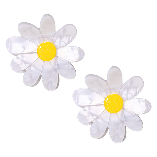 Vokone Flower Claw Clip Acrylic Daisy Sunflower Claw Hair Clip for Women Hair Jaw Grip Strong Holder for Thick Thin Hair (Daisy)