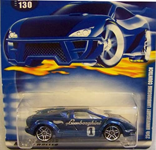 Hot Wheels 2001 1:64 Scale Blue 25th Anniversary Lamborghini Countach #130 1:64 Scale Collectible Die Cast Car