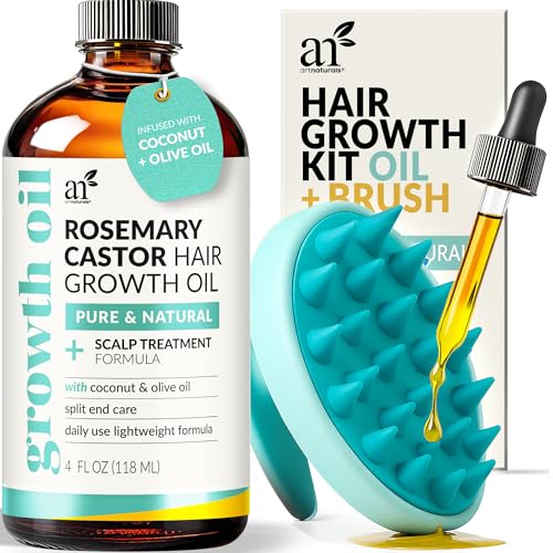 ArtNaturals Organic Rosemary Castor Hair Growth Tonic Oil + Massager Hair Regrowth Set, 4 oz with Coconut & Olive Oil, Scalp Treatment for Dry Beauty and Personal Care Artnaturals Default Title