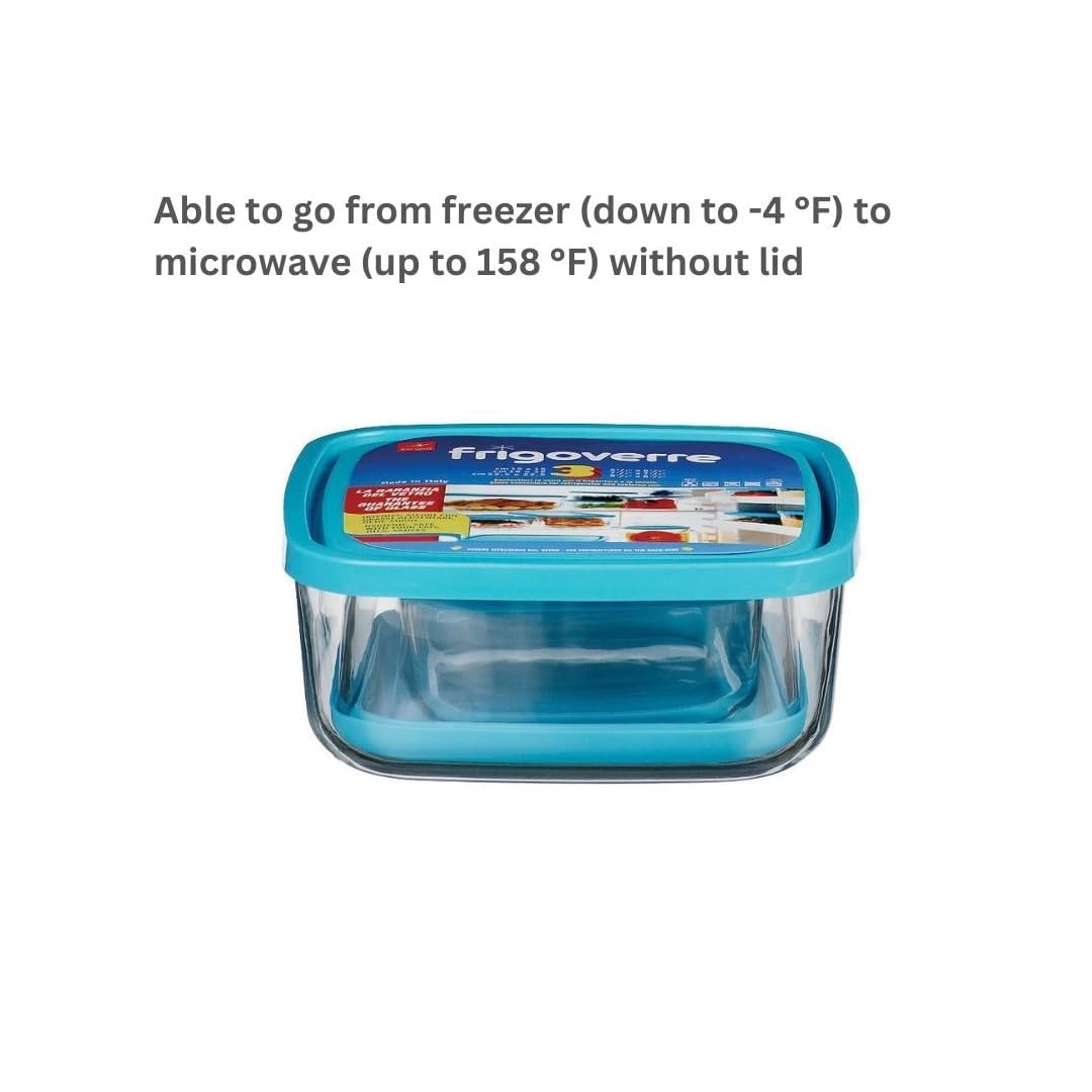 Bormioli Rocco Frigoverre Square Glass Food-Storage Containers with Lids, Set of 3