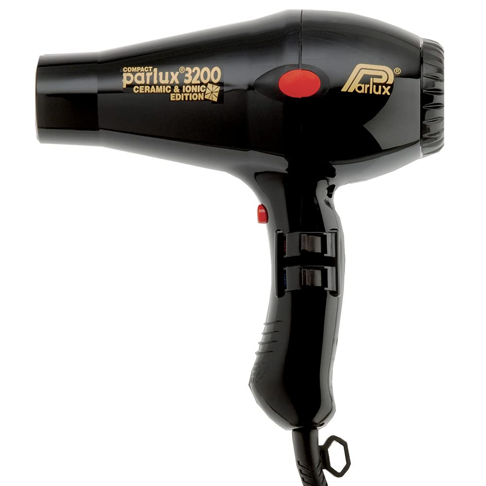 Parlux 3200 Compact Ceramic and Ionic Black Hair Dryer and Miracle Large Detangling Brush Mint Green Nylon Boar Bristles