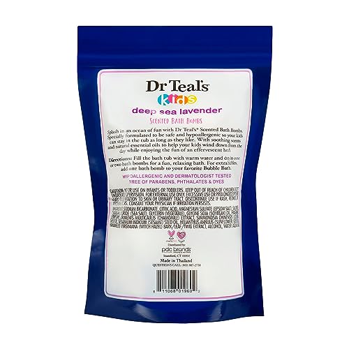 Dr Teal's Ultra Moisturizing Kids Bath Time Fizzie Fun Scented Bath Bombs Deep Sea Lavender with Natural Essential Oils (Unisex) 1.6 Oz