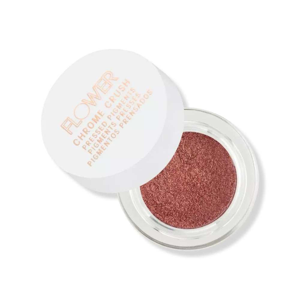 FLOWER BEAUTY By Drew Barrymore Chrome Crush Eyeshadow - Gel Powder + Buildable Formula - Shimmer + Glitter - Eyeshadow Topper (Amber)