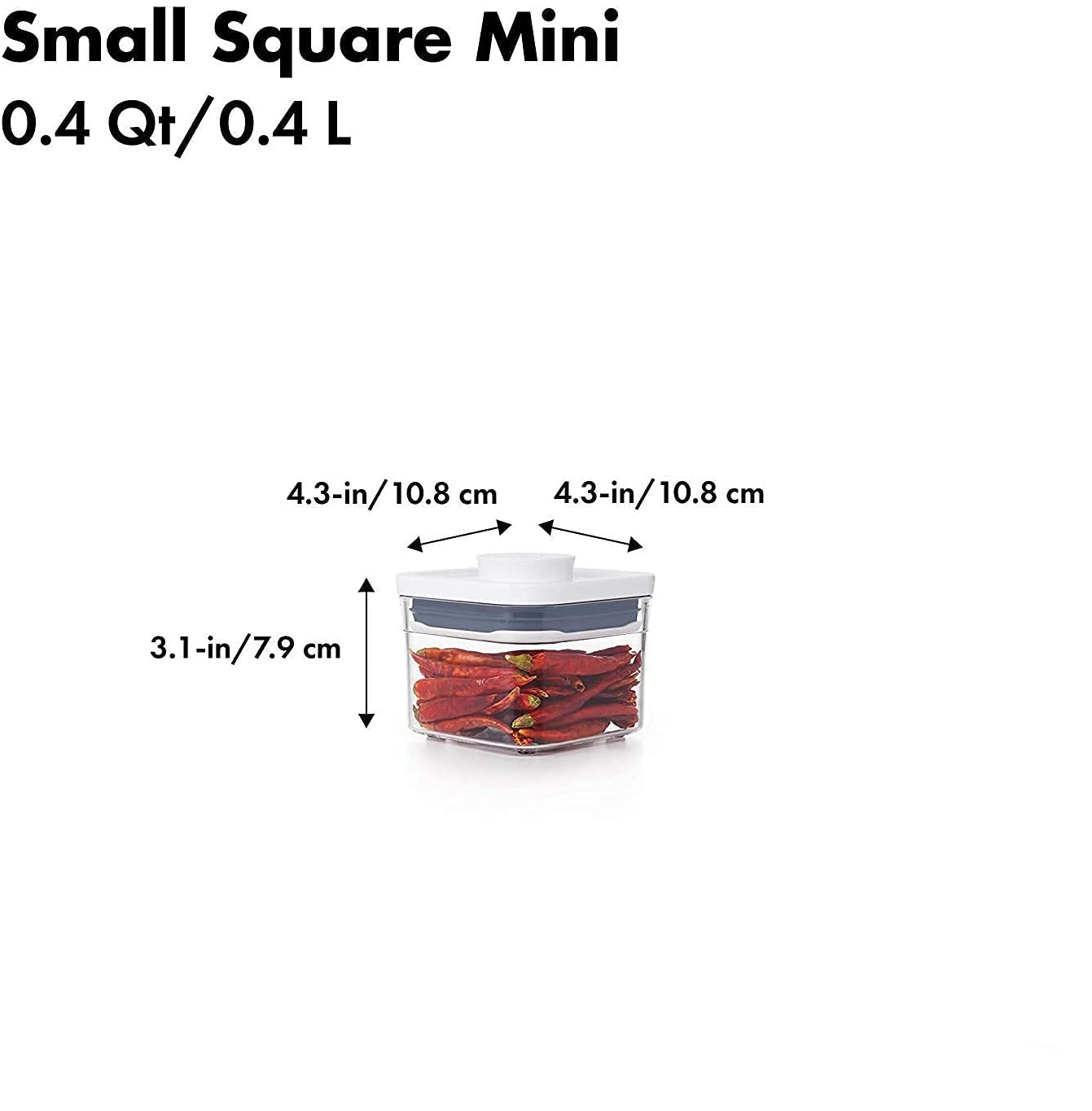 OXO Good Grips POP Container - Airtight Food Storage - 0.4 Qt Square (Set of 4) for Dried Herbs and More