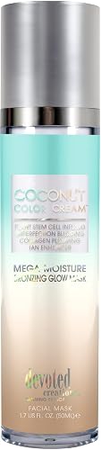 Devoted Creations Coconut Color Cream Mega Moisture Bronzing Glow Facial Mask Plant Stem Cell Infused, Collagen Plumping, Imperfection Blurring, Pore