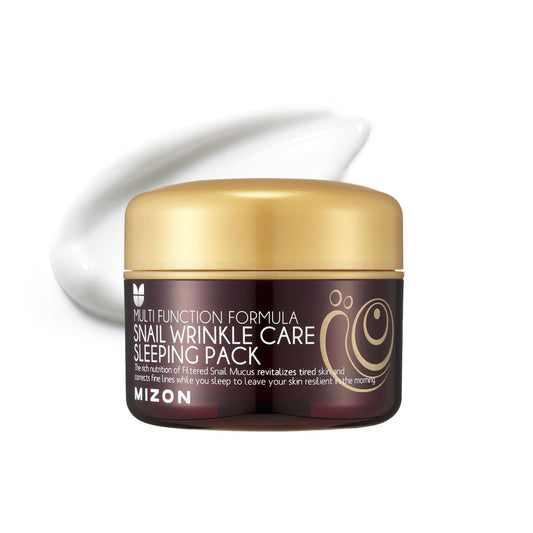 MIZON Snail Wrinkle Care Sleeping Pack with Snail Mucin, Adenosine, Shea Butter Overnight Firming Nourishing Mask for Damaged Skin and Fine Lines (2.7