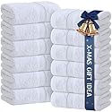 Wealuxe White Hand Towels for Bathroom [12 Pack] Cotton Hand Towel Bulk for Gym, Kitchen and Spa, 16x27 Inches Soft Highly Absorbent Quick Dry Terry…