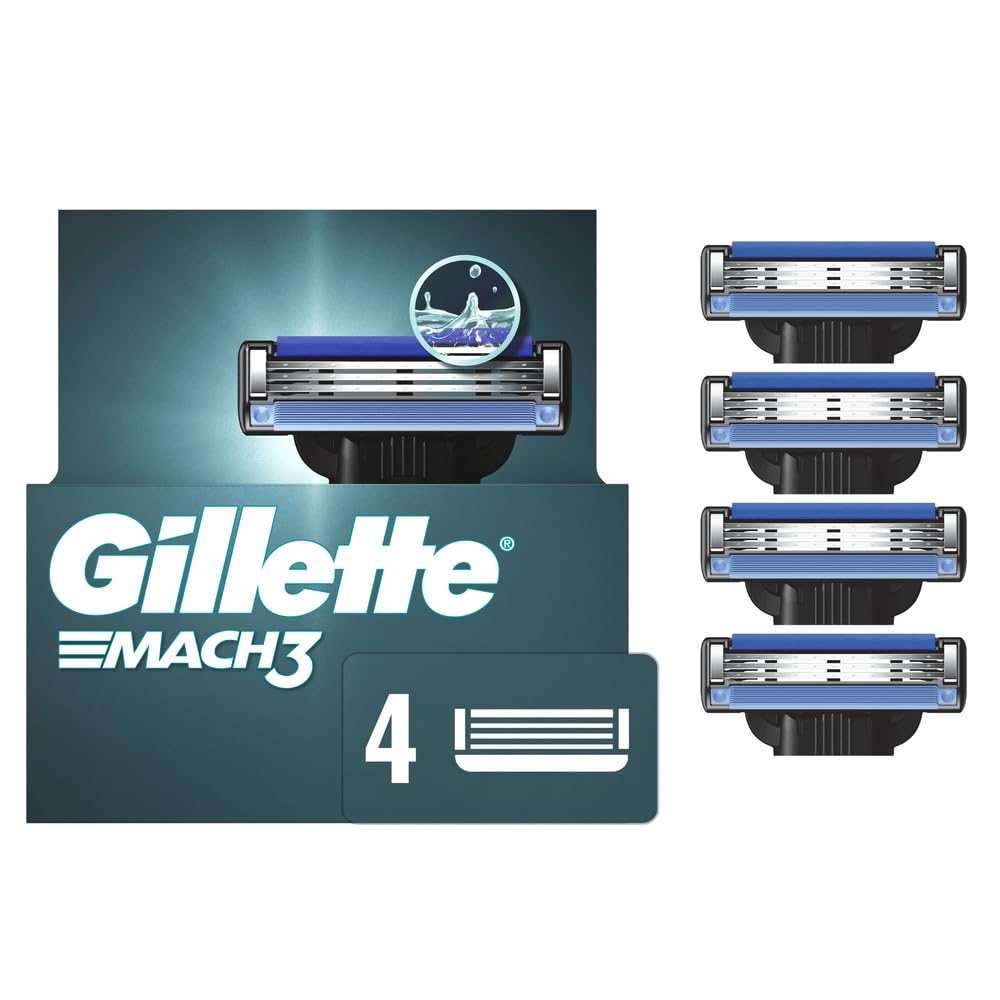 Gillette Mach3 Razor Refills for Men, 4 Razor Blade Refills Beauty and Personal Care Gillette