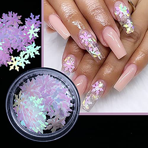 Valuu Christmas Snowflakes Ultrathin Nail Sequins Laser Sparkly Nail Glitter Flake Winter DIY Nail Decals Nail Decoration