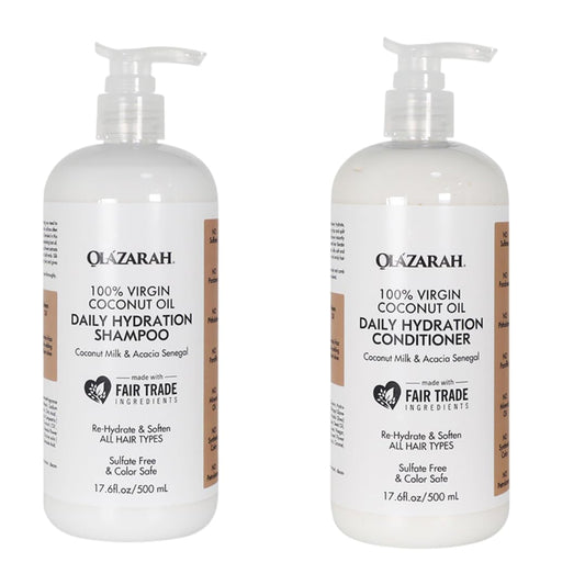 Coconut Daily Hydration Shampoo, 17 fl. oz. & OlaZarah Coconut Oil Conditioner, 17 fl. oz (combination)