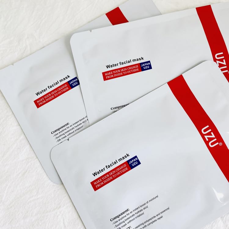 BeautyMall 1 Pack of 5 Sheets UZU Water Facial Mask, Moisturizing Mask Soothing Hydrating Firming Lifting Facial Mask, 30ml *5