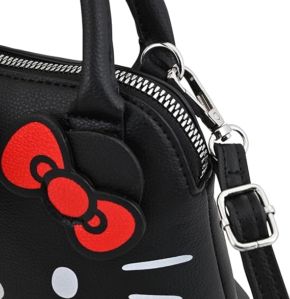 FAST FORWARD HK Black Leather Crossbody Handbag - Girls, Teens, Adults - HK Faux PU Leather Cosplay Crossbody Handbag, Black