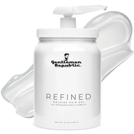 Gentlemen Republic 64oz Refined Men's Hair Gel - Professional Formula for 24 Hour Shine and Strong Hold, Humidity Resistant Styling Gel for hair