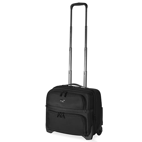 Olympia USA Elite 17 Inch Deluxe Rolling Overnighter Business Travel Case Carry On with Detachable Laptop Compartment, Black