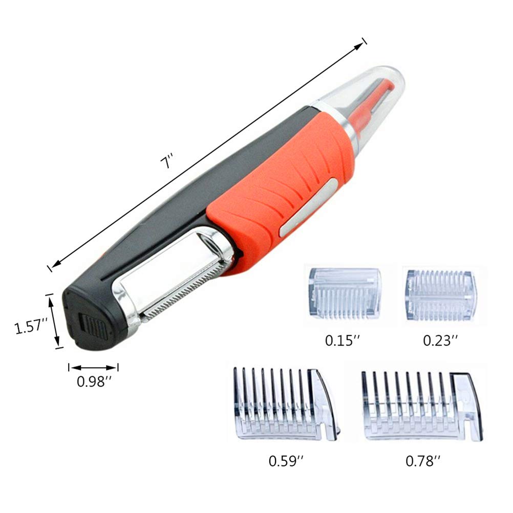 Mrisata Electric Nose Hair Trimmer Multi Functional LED Light Nose Ear Eyebrow Beard Trimmer for Men with Stainless Steel ABS Material 17cm (Orange) Beauty and Personal Care Mrisata