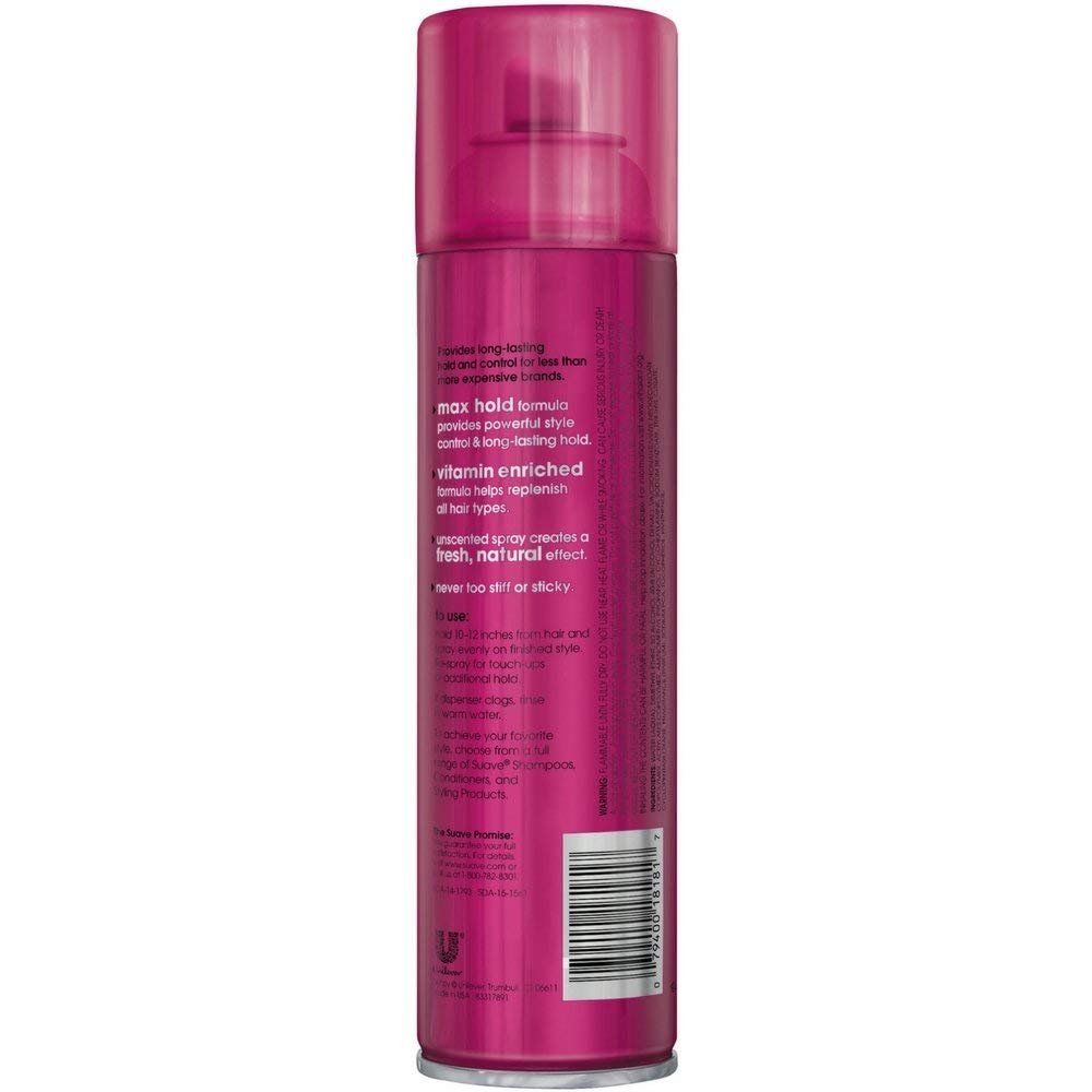 Suave Hairspray Max Hold 8 Unscented 11 Ounce (Pack of 6)