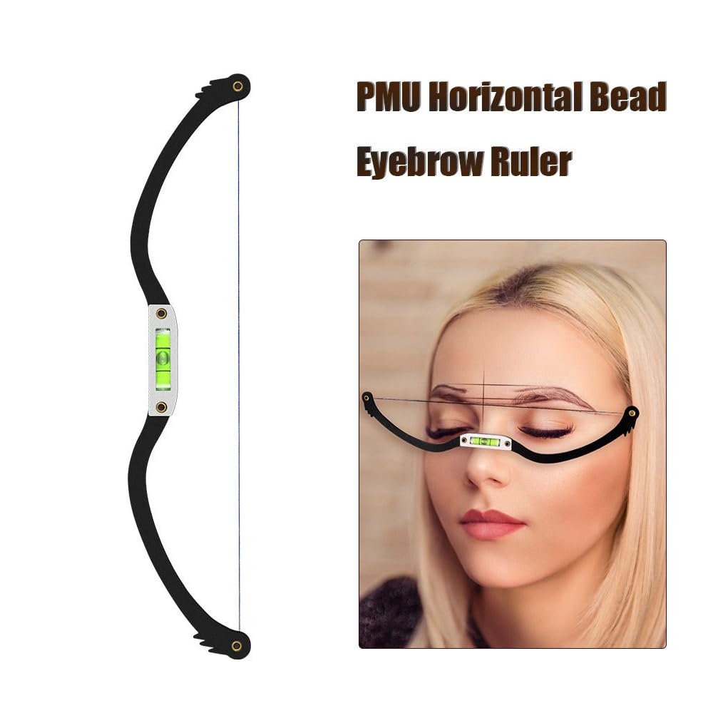 BOLUOYIN Permanent Makeup Eyebrow Line Marker Ruler for Eyebrow Mapping String Pre-Inked Microblading Tattoo PMU String Measuring Eyebrow (Black)