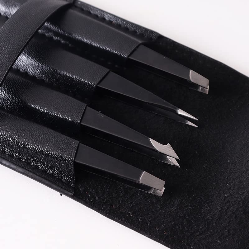 Abdul of Sialkot Eyebrow Tweezer Set for Women & Men - Professional Slant and Pointed Tweezers Set with Case - Precision Tweezers Kit for Facial Hair