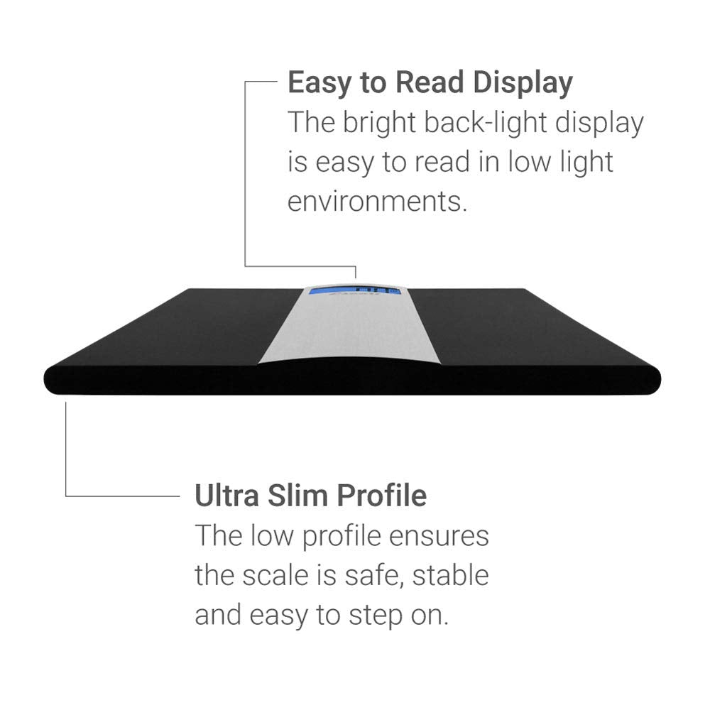Escali Ultra Slim Digital Bathroom Scale for Body Weight, Bath Scale, High Capacity of 400 lb, Batteries Included
