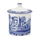 Spode Blue Italian Porcelain Kitchen Storage Jar - 7.5 Inch Airtight Food Container with Decorative Countryside Scene - Dry Goods Canister for Pantry…