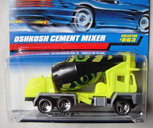 HOT WHEELS YELLOW/BLACK OSHKOSH CEMENT MIXER #863 3 SPOKE