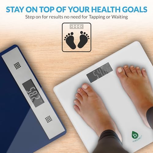 Pursonic Talking Bathroom Scale for Body Weight - 400lb Digital Weight Scale with 5mm Tempered Glass, Clear LCD Display & Auto Shut Off - Accurate…
