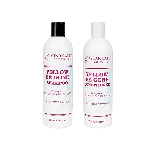 STAR CARE Yellow Be Gone Shampoo & Conditioner Set 12oz Each Clarifying Toning Duo for Blonde Gray Bleached Highlighted Hair Neutralizes Brass