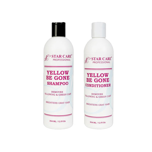STAR CARE Yellow Be Gone Shampoo & Conditioner Set 12oz Each Clarifying Toning Duo for Blonde Gray Bleached Highlighted Hair Neutralizes Brass