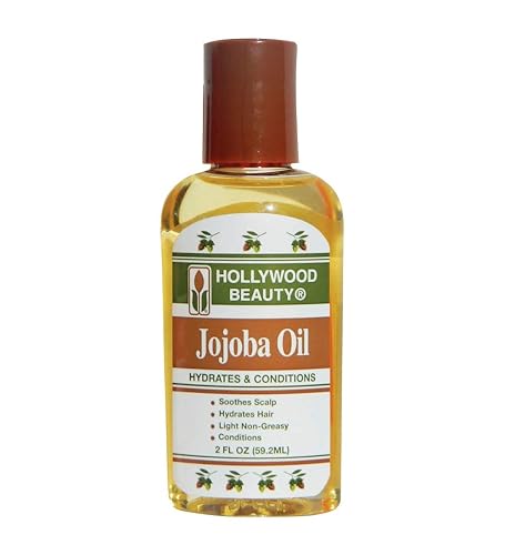 Hollywood Beauty Jojoba Hair Oil, Light, Non-Greasy, Hydrates & Conditions Hair, Anti-Frizz Fighter, Scalp Soothing, Hot Oil Treatment (2 Ounce