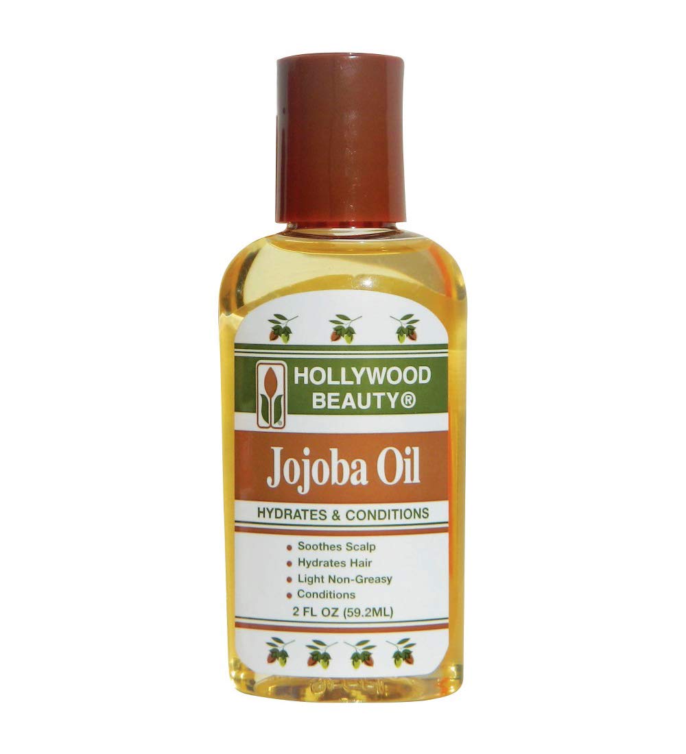 Hollywood Beauty Jojoba Hair Oil, Light, Non-Greasy, Hydrates & Conditions Hair, Anti-Frizz Fighter, Scalp Soothing, Hot Oil Treatment (2 Ounce