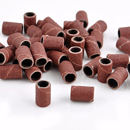 Yimart® 100Pcs 80 Grit Nail Art Sanding Bands for Nail Drill Bits Machine Manicure Pedicure