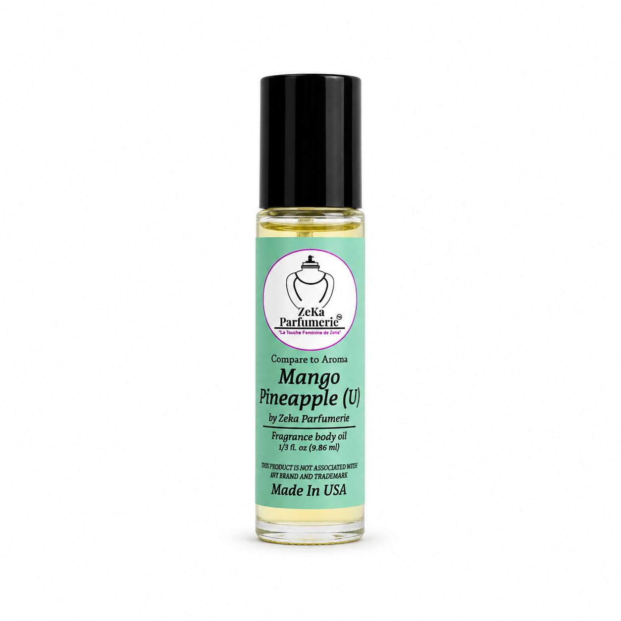 ZEKA PARFUMERIE Mango Pineapple Perfume Oil | Long-Lasting Unisex Fragrance Body Oil | Alcohol-Free Roll-On | 1/3 Fl Oz (9.86 mL) Made in USA