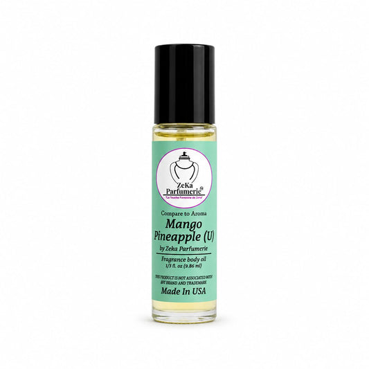 ZEKA PARFUMERIE Mango Pineapple Perfume Oil | Long-Lasting Unisex Fragrance Body Oil | Alcohol-Free Roll-On | 1/3 Fl Oz (9.86 mL) Made in USA