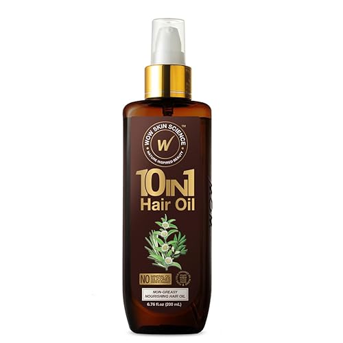 WOW Skin Science 10 in 1 Nourishing Hair Oil - Treats Dry, Damaged Hair and Promotes Growth - With Argan and Rosemary Oil for Women and Men (6.76 Fl