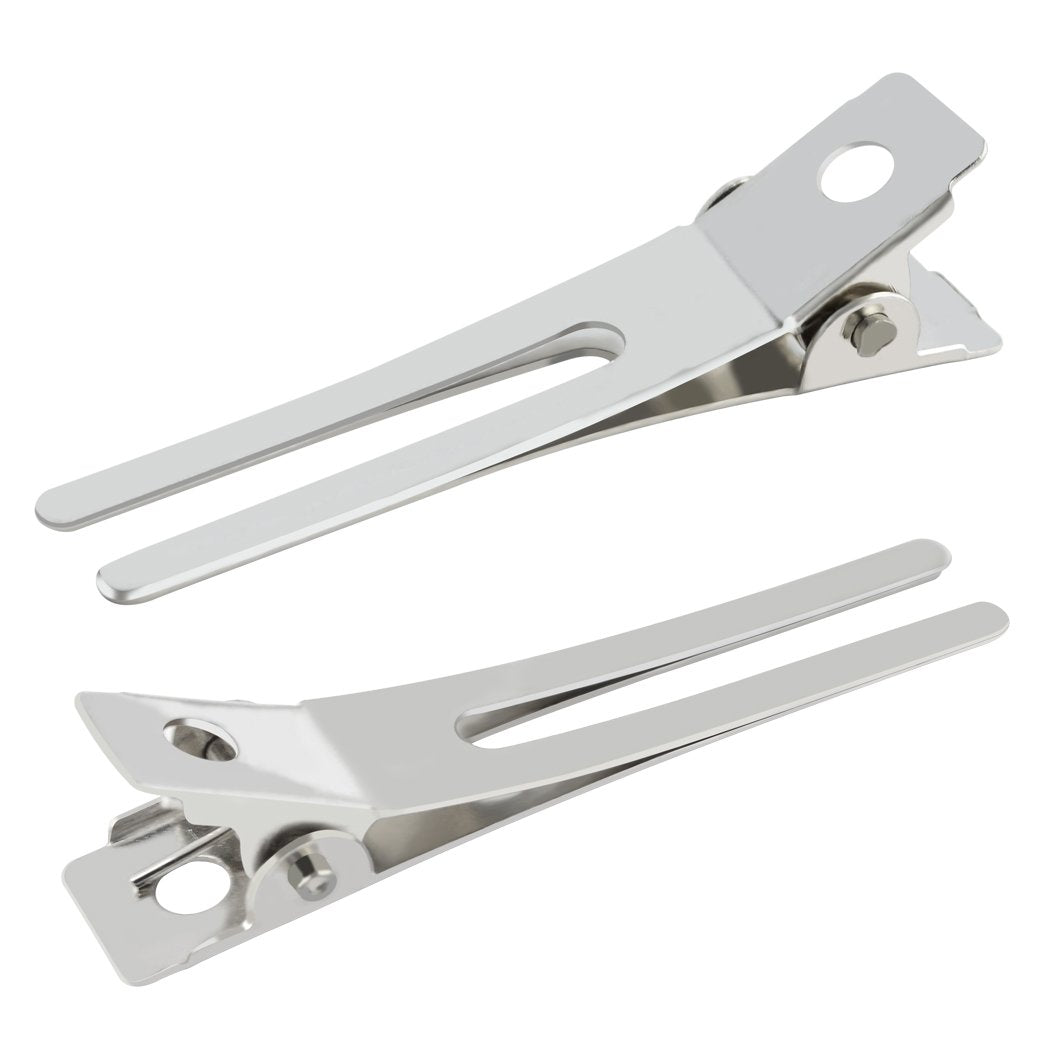 50pcs Hairdressing Double Prong Curl Clips, Wobe 1.8" Setting Section Hair Clips Metal Alligator Hairpins for Bow Great Pin Clip, Styling Salon