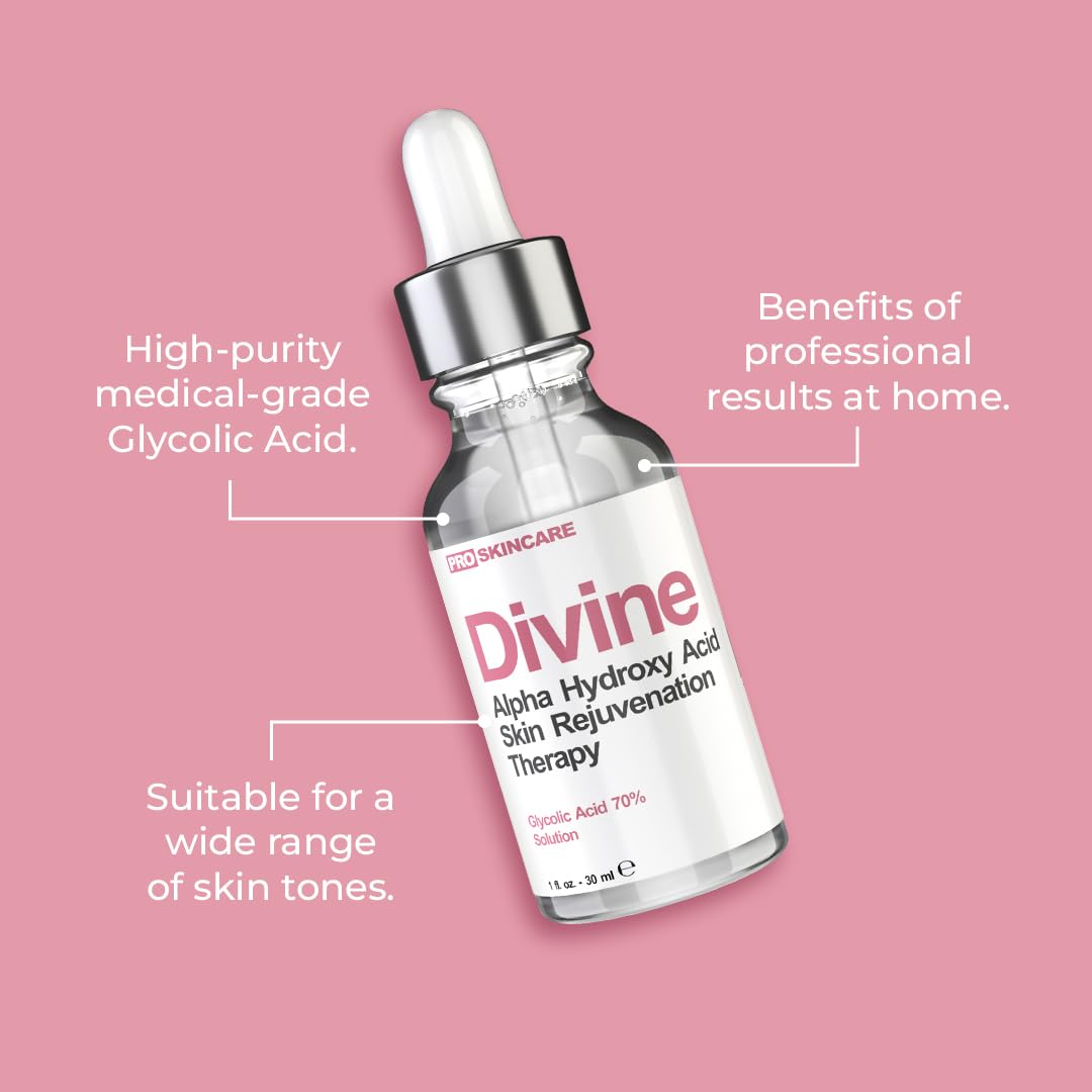 Glycolic Acid 70% Professional Peel – At-Home Alpha Hydroxy Face Peel for Acne Scars, Wrinkles, Fine Lines & Collagen Boost, Liquid Exfoliant