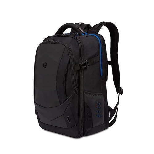 SwissGear Gaming Laptop Backpack with Charger Port (USB), Blue/Black