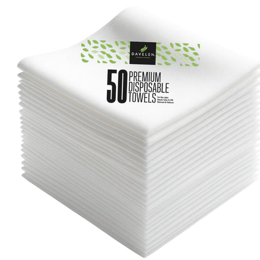 DAVELEN Disposable Large Luxury Towels (50-Count) Spa and Salon Quality Softness for Guests, Clients | Hair, Face, Body Use | Luxurious Comfort…