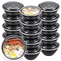 Kitch’nMore 36oz Extra-Thick Meal Prep Bowls with Lids, Plastic Containers with Clear Covers for Noodles, Poke Bowl, Salad, Soup - Freezer, Microwave…