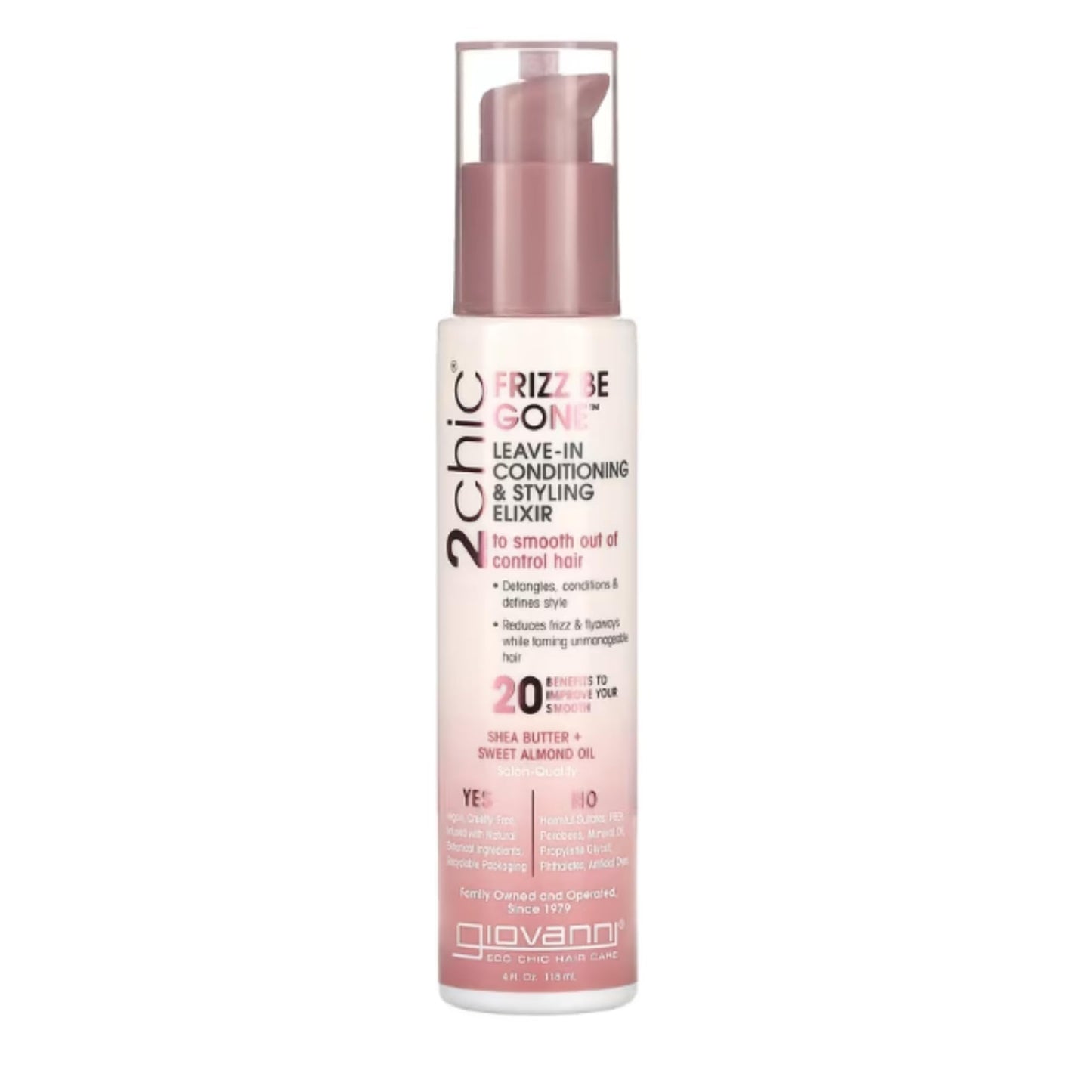 GIOVANNI 2chic Leave-In Conditioning Styling Elixir - Anti-Frizz Natural Hair Smoothing Formula with Shea Butter & Sweet Almond Oil, Macadamia