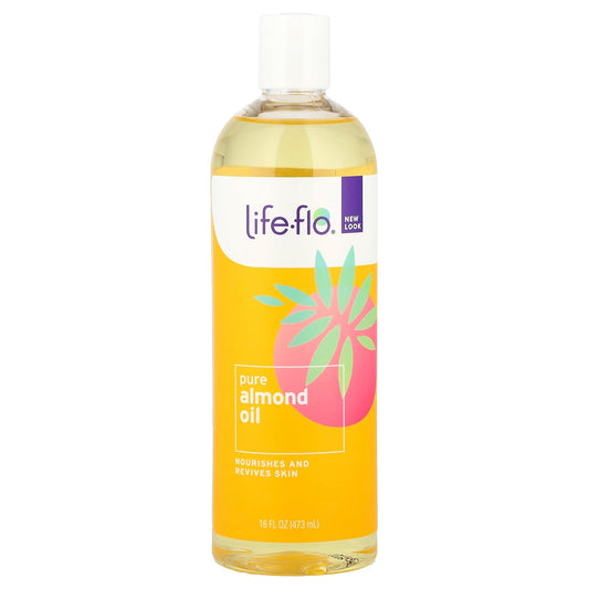 Life-flo Pure Almond Oil, Sweet Almond Oil for Skin Care, Hair Care and Massage, Aromatherapy Carrier Oil, Revitalizing and Moisturizing, No Fillers