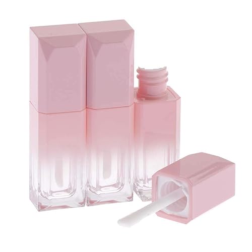 Healthcom 10Pcs 5ml Gradient Pink Empty Lip Gloss Tubes Plastic Mini Refillable Lip Balm Lipstick Bottle Lip Glaze Tube with Wand Travel Pipe Vials