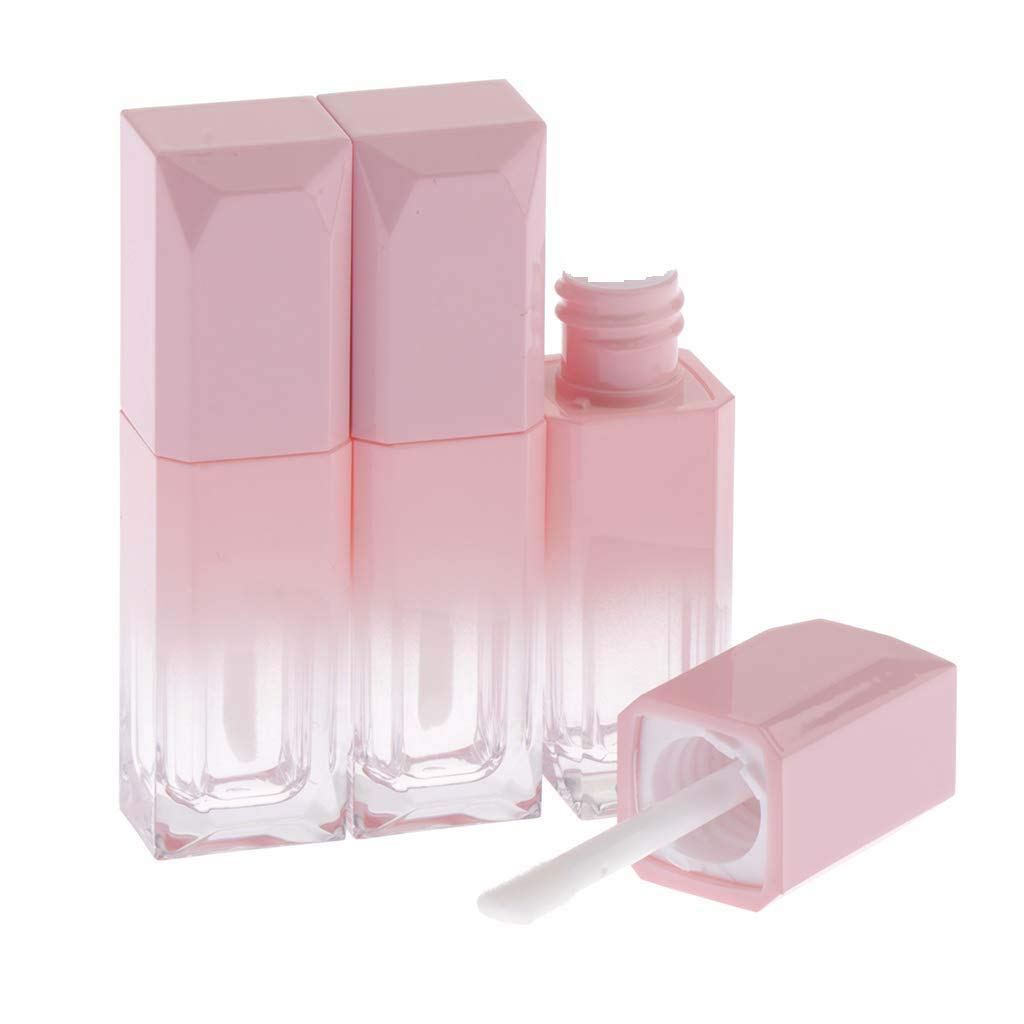 Healthcom 10Pcs 5ml Gradient Pink Empty Lip Gloss Tubes Plastic Mini Refillable Lip Balm Lipstick Bottle Lip Glaze Tube with Wand Travel Pipe Vials