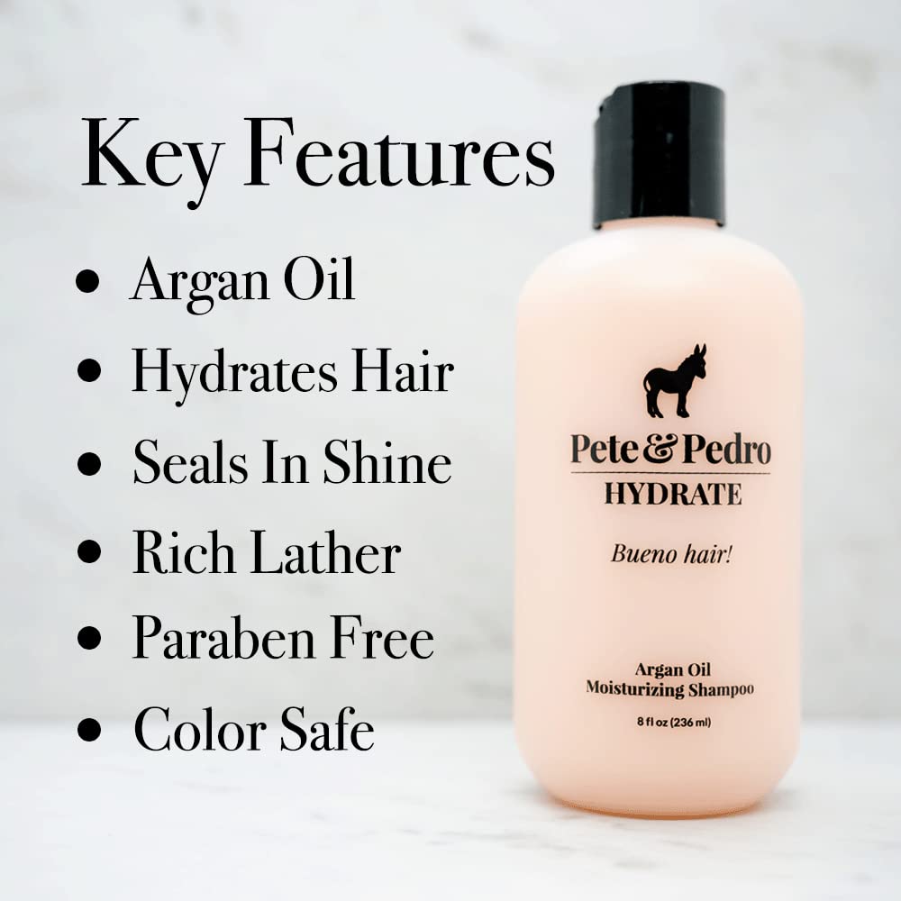 Pete & Pedro HYDRATE and CONDITION Hair Care Set | Argan Oil Moisturizing Shampoo and Hydrating Peppermint Conditioner For Men & Women | As Seen on