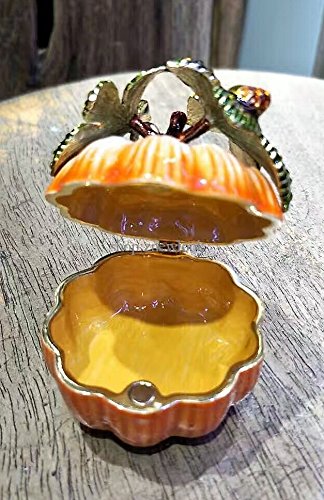 znewlook Pumpkin Trinket Ring Boxes Wedding Jewelry Gift Crafts Pumpkin Bejeweled Rings Earrings Small Storage Box