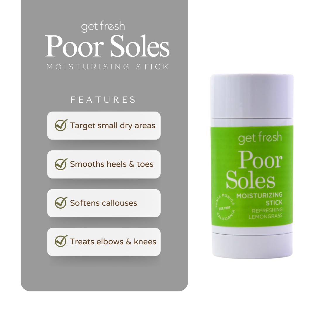 Get Fresh Poor Soles - Deeply Moisturizing Stick for Feet, Knees, and Elbows to Heal and Soften Dry Skin, with Shea Butter, Avocado Oil,